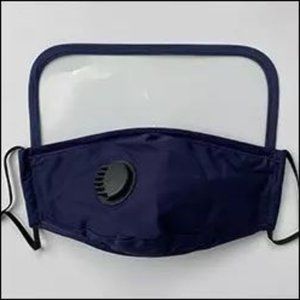 Navy Blue Reusable/Washable Face Mask with Shield